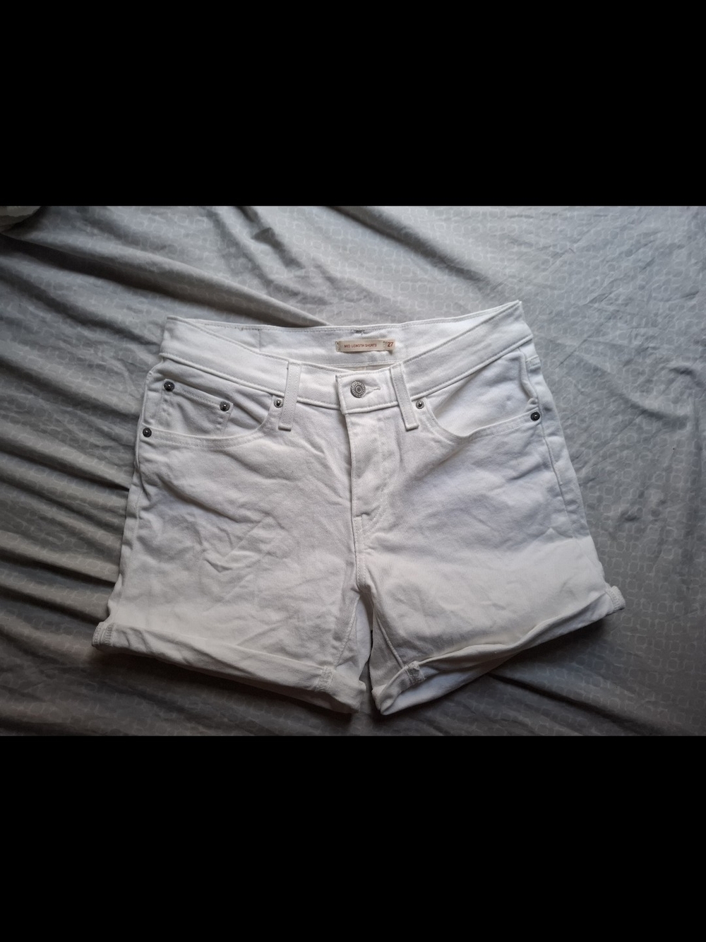 Levi's Women's White Denim Roll Cuff Jean Shorts